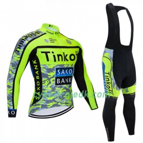 Cykeltøj Langærmet + Bib Cykelbukser 2020 Tinkoff N001